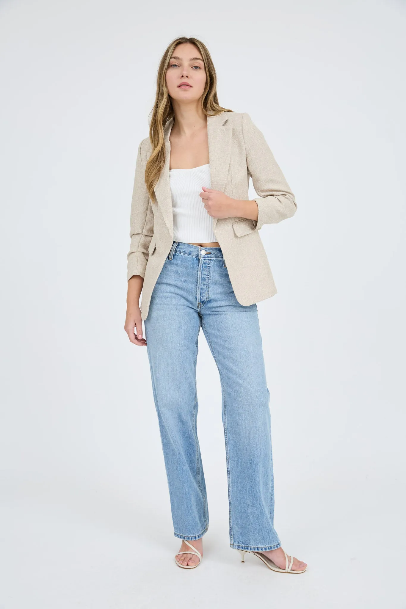 NOTCH COLLAR 3/4 SLEEVE BLAZER
