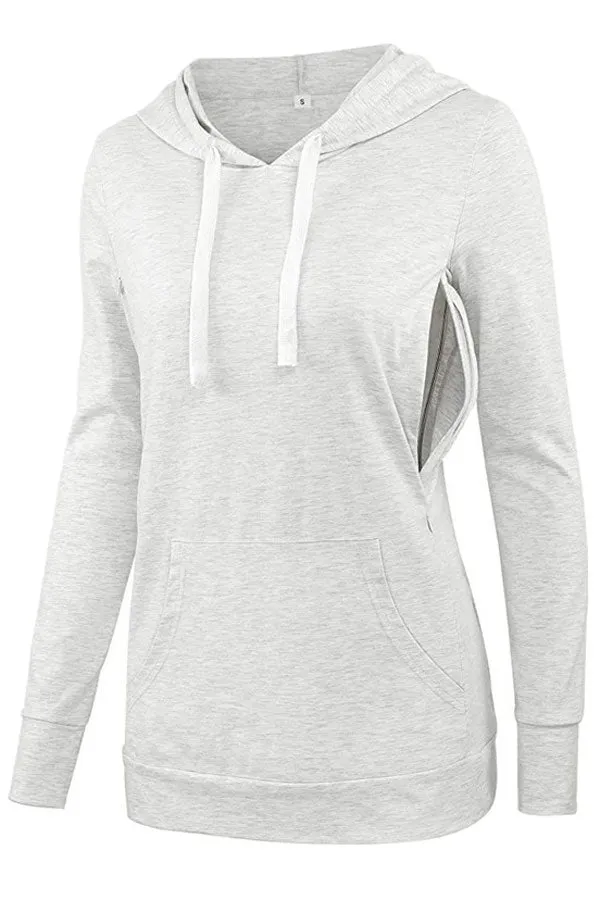 Nursing Long Sleeve Top Comfortable Pocket Hoodie