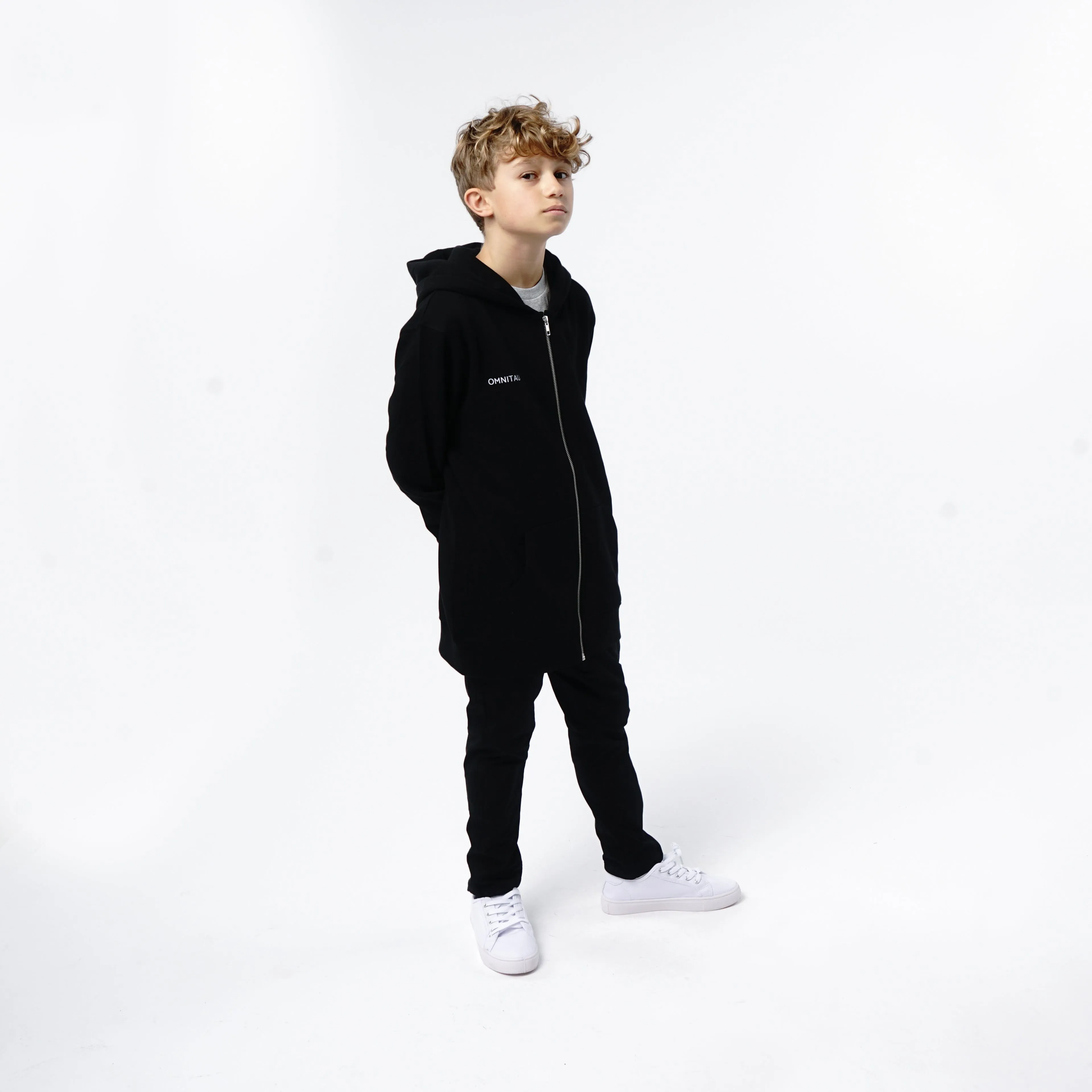 Omnitau Kid's Team Sports Organic Cotton Full Zip Hoodie - Black