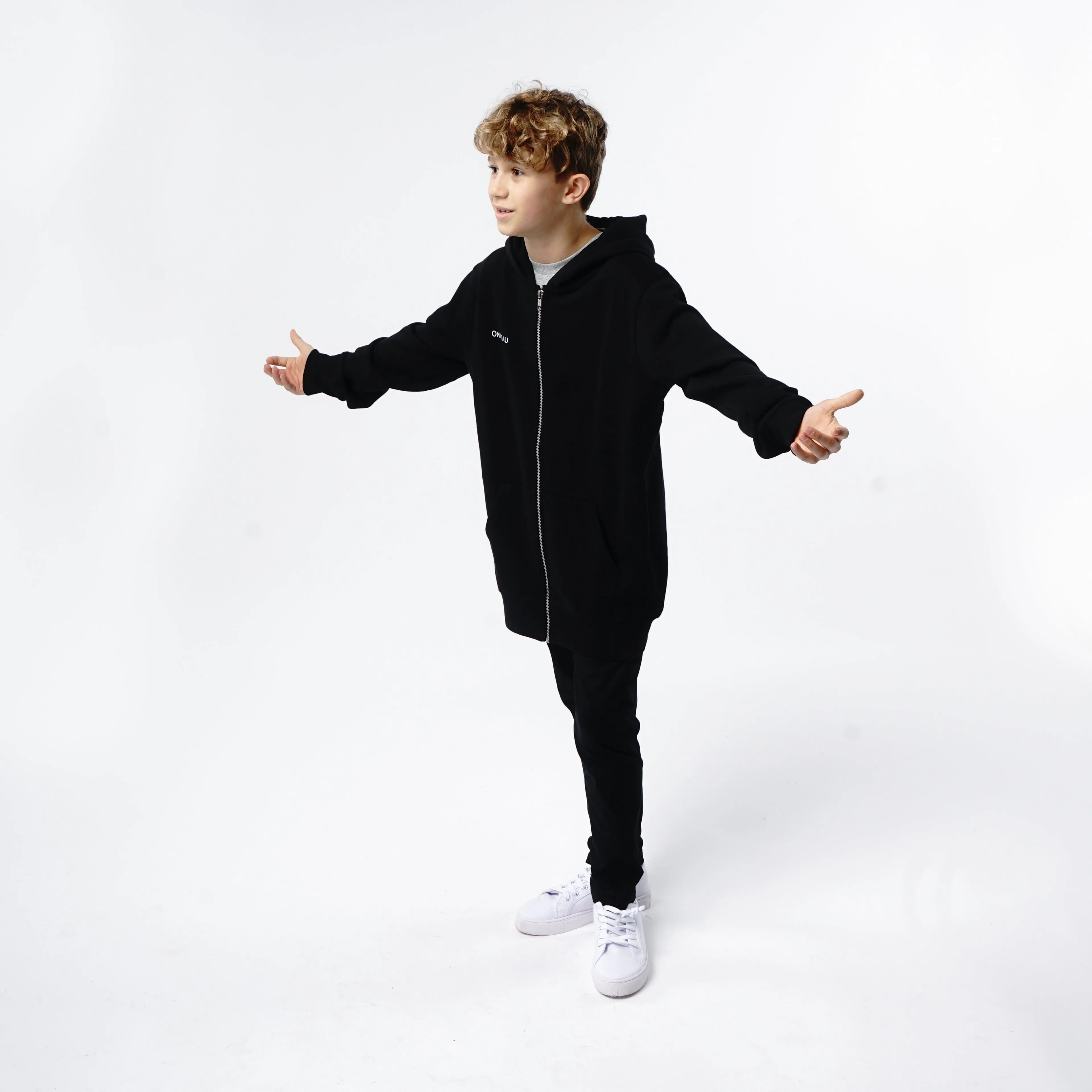 Omnitau Kid's Team Sports Organic Cotton Full Zip Hoodie - Black