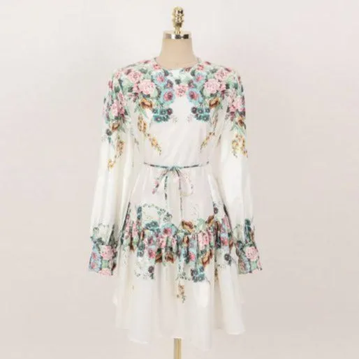 Perenne long sleeves floral print Midi dress