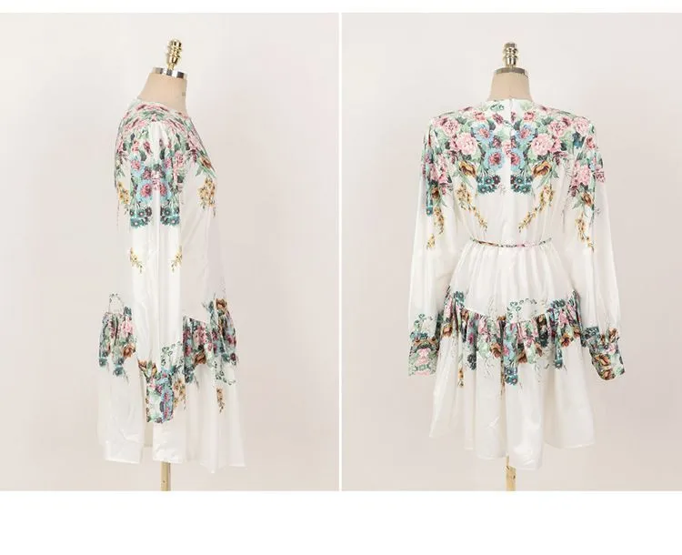 Perenne long sleeves floral print Midi dress