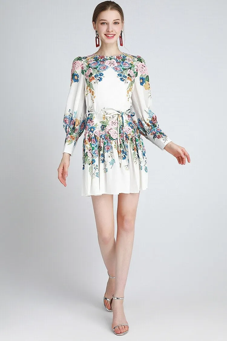 Perenne long sleeves floral print Midi dress