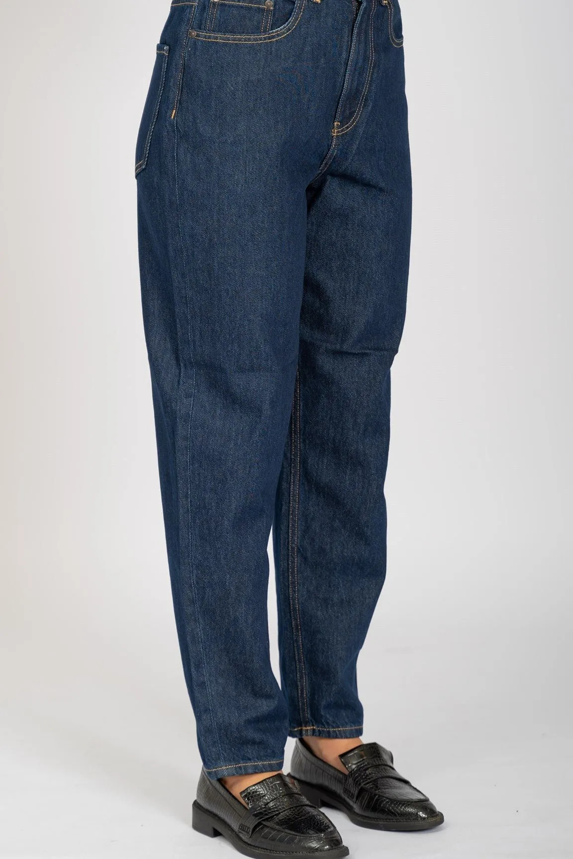 Performance Mom Jeans - Dark Blue Denim