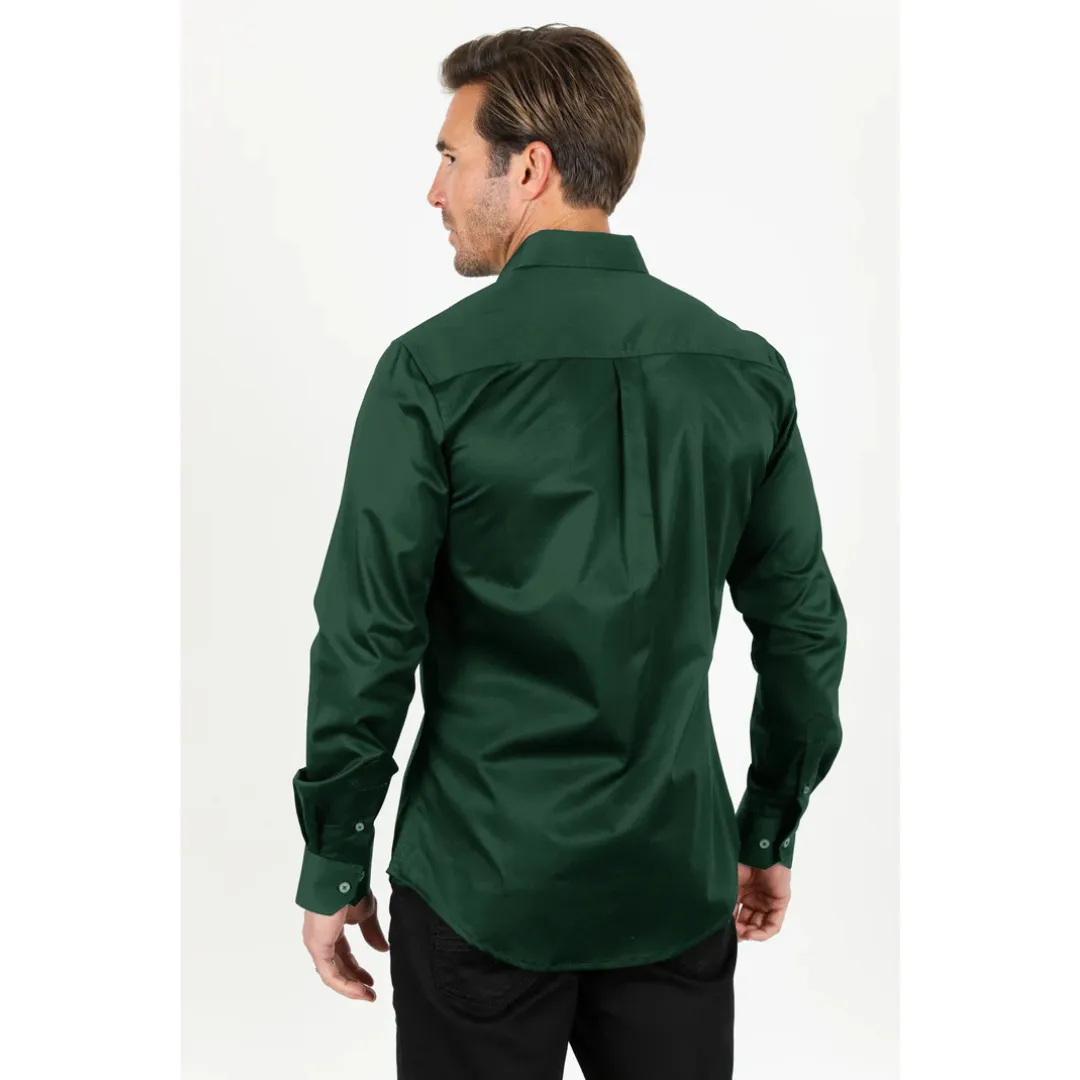 Platini Men's Modern Fit Green Dress Shirt