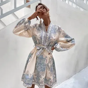 Primavera Print Belted Dress