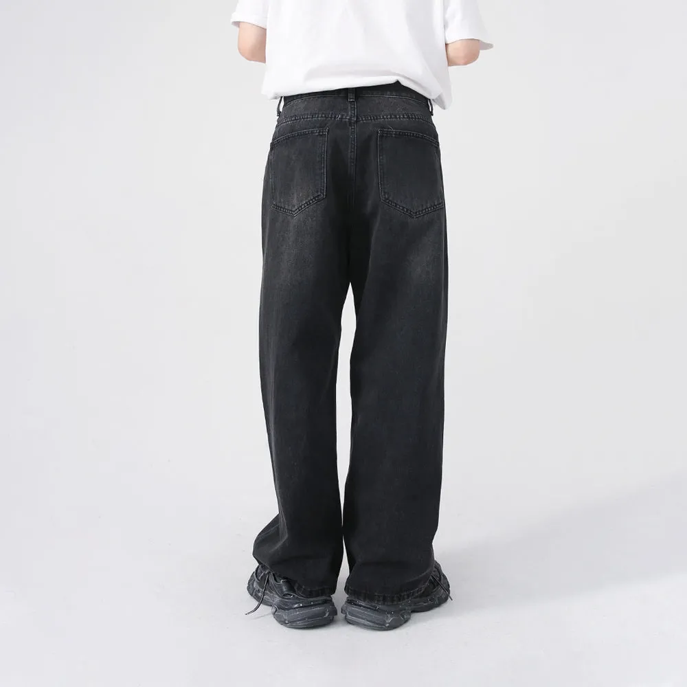 Retro Washed Baggy Jeans in Black