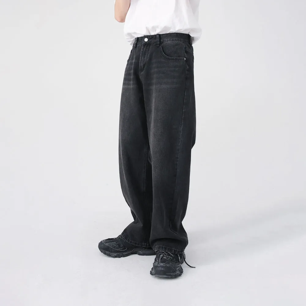 Retro Washed Baggy Jeans in Black