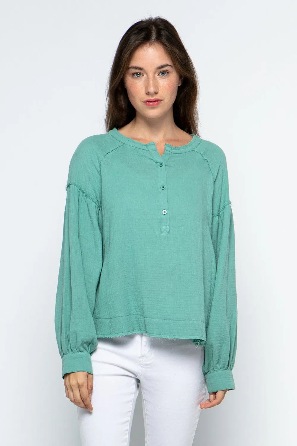 SEAFOAM HENLEY SILHOUET LONG SLEEVES TOP MRMTP8913