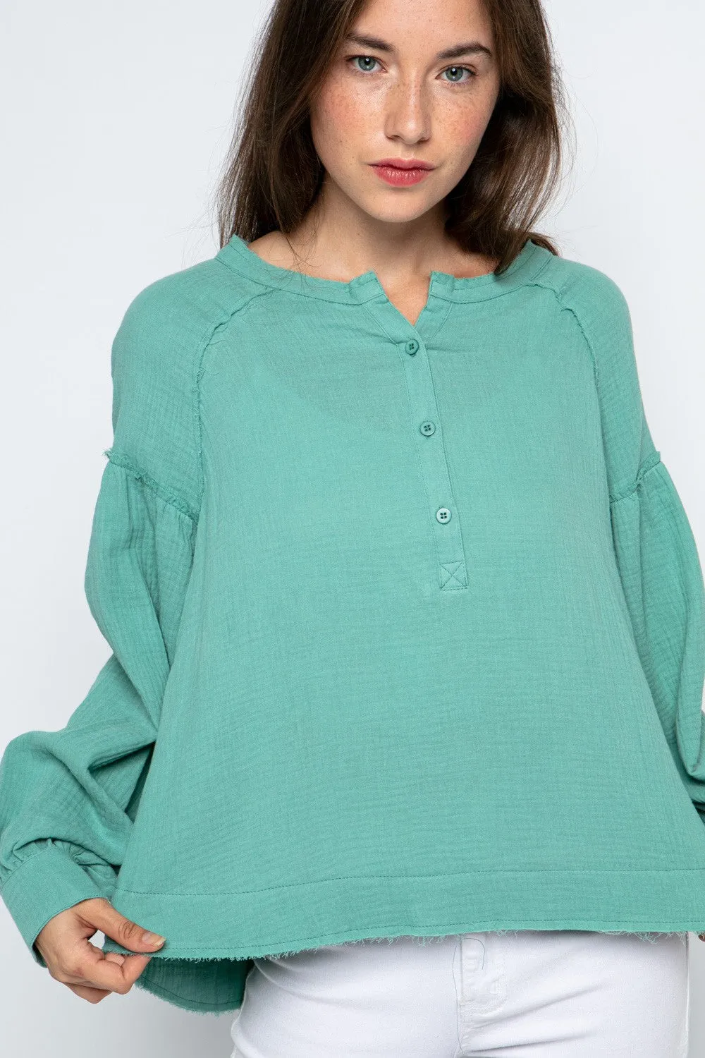SEAFOAM HENLEY SILHOUET LONG SLEEVES TOP MRMTP8913