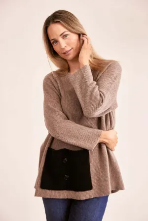 See Saw Australian Wool Oversized Rib Sweater in Mocha