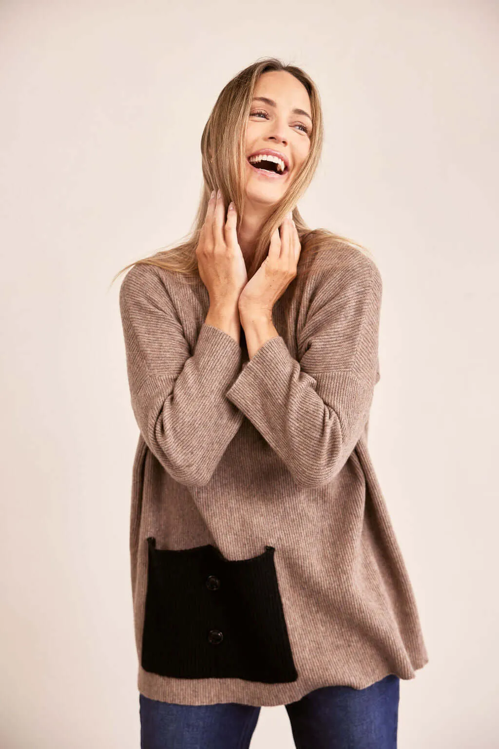 See Saw Australian Wool Oversized Rib Sweater in Mocha