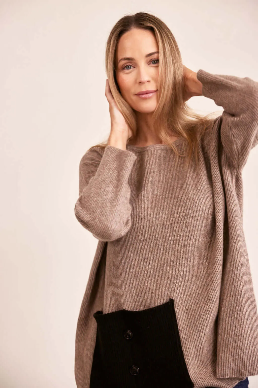 See Saw Australian Wool Oversized Rib Sweater in Mocha