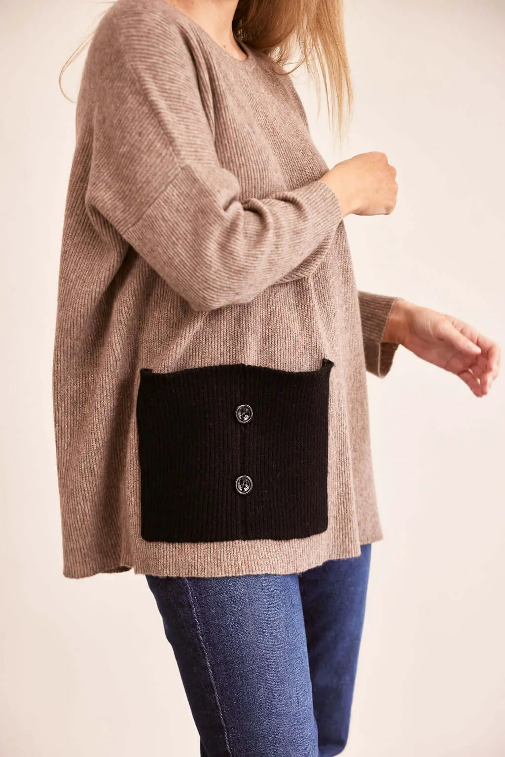 See Saw Australian Wool Oversized Rib Sweater in Mocha