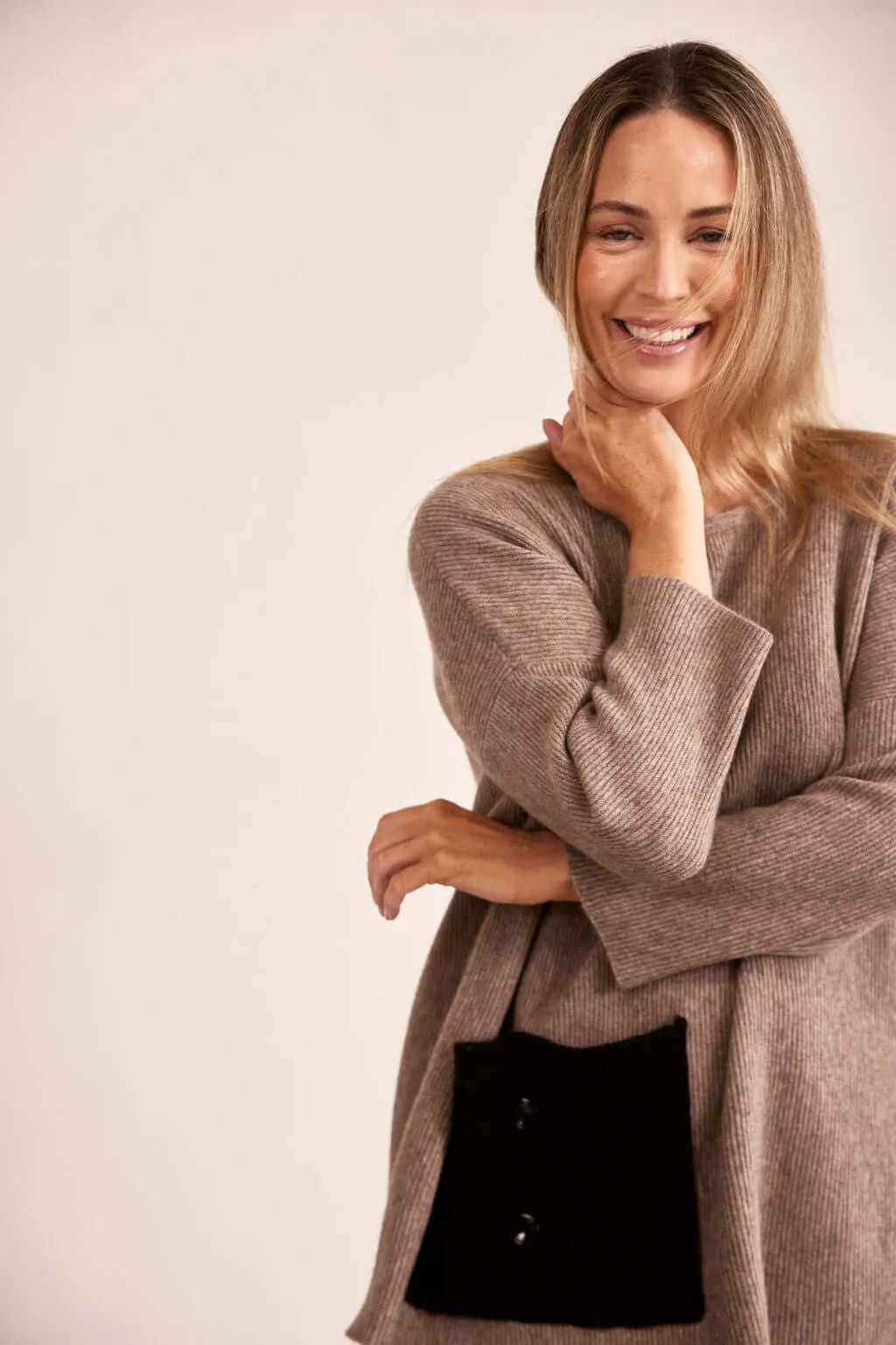 See Saw Australian Wool Oversized Rib Sweater in Mocha