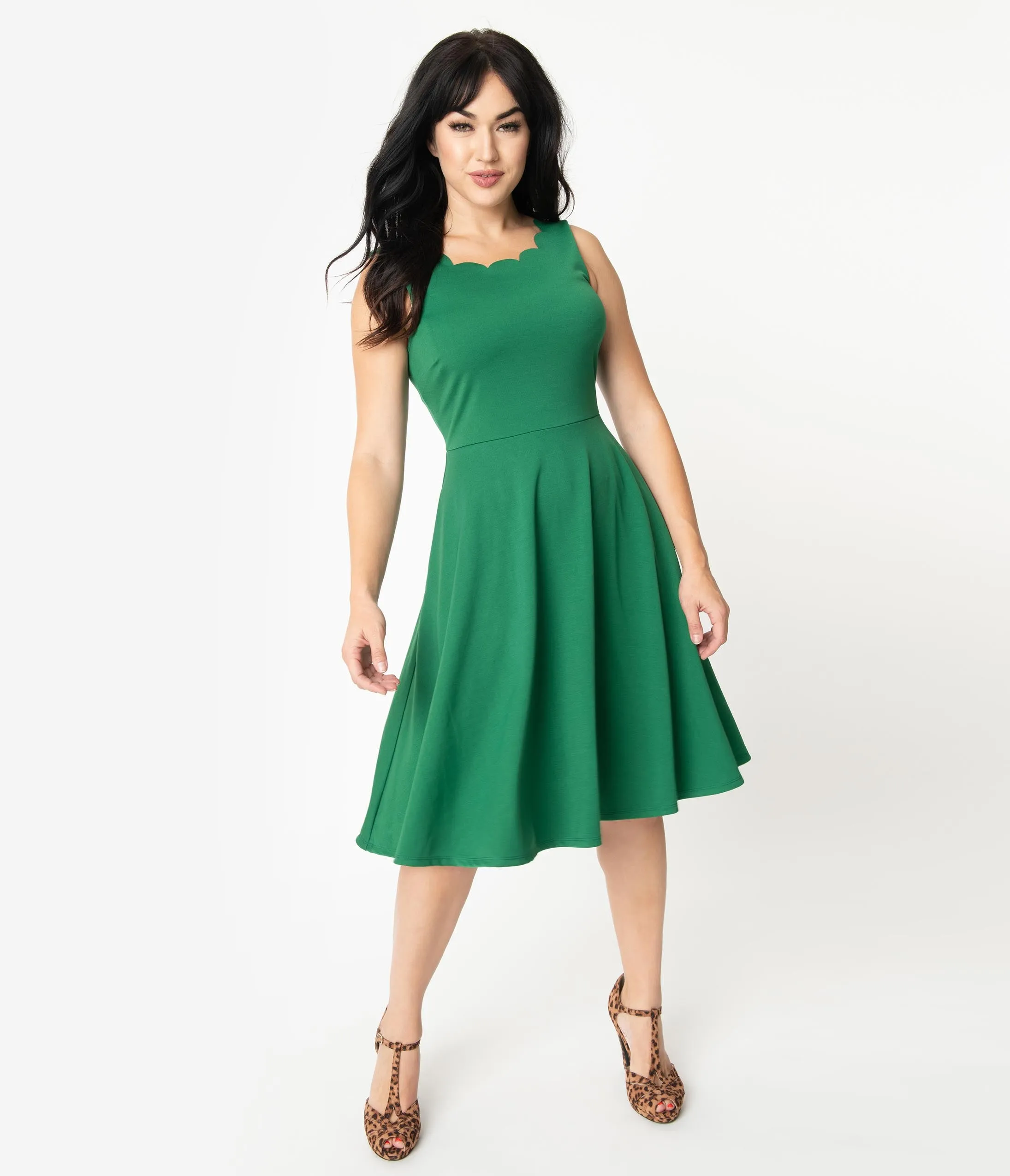 Smak Parlour Green Sleeveless Charmed Swing Dress