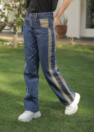 Stripe Out Dark Blue Jeans