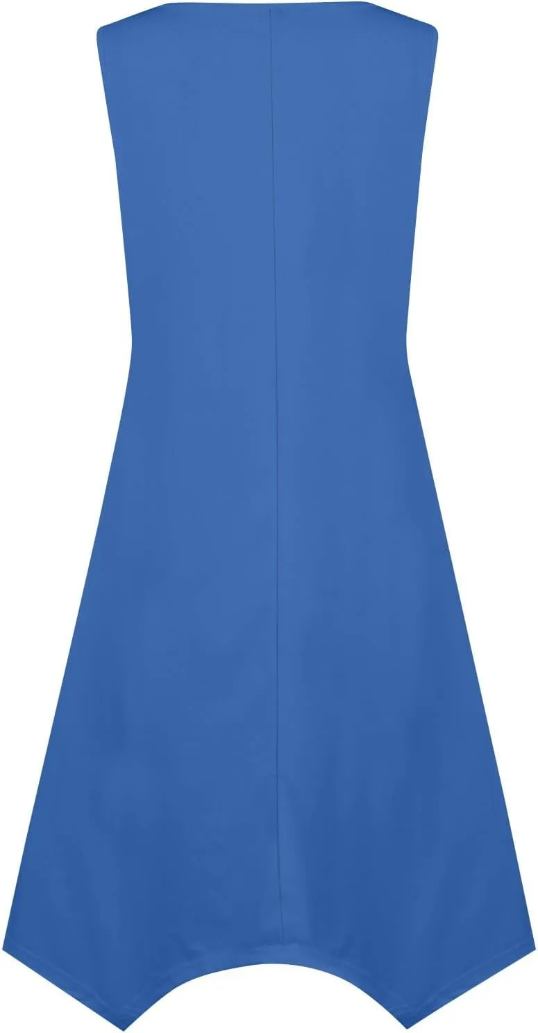 Summer Dresses for Women 2025 Sleeveless Scoop Neck Irregular Hem Midi Dress A-Line Flowy Vacation Tank Sundresses