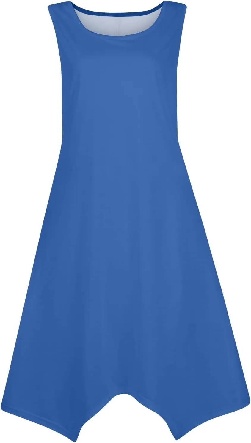 Summer Dresses for Women 2025 Sleeveless Scoop Neck Irregular Hem Midi Dress A-Line Flowy Vacation Tank Sundresses