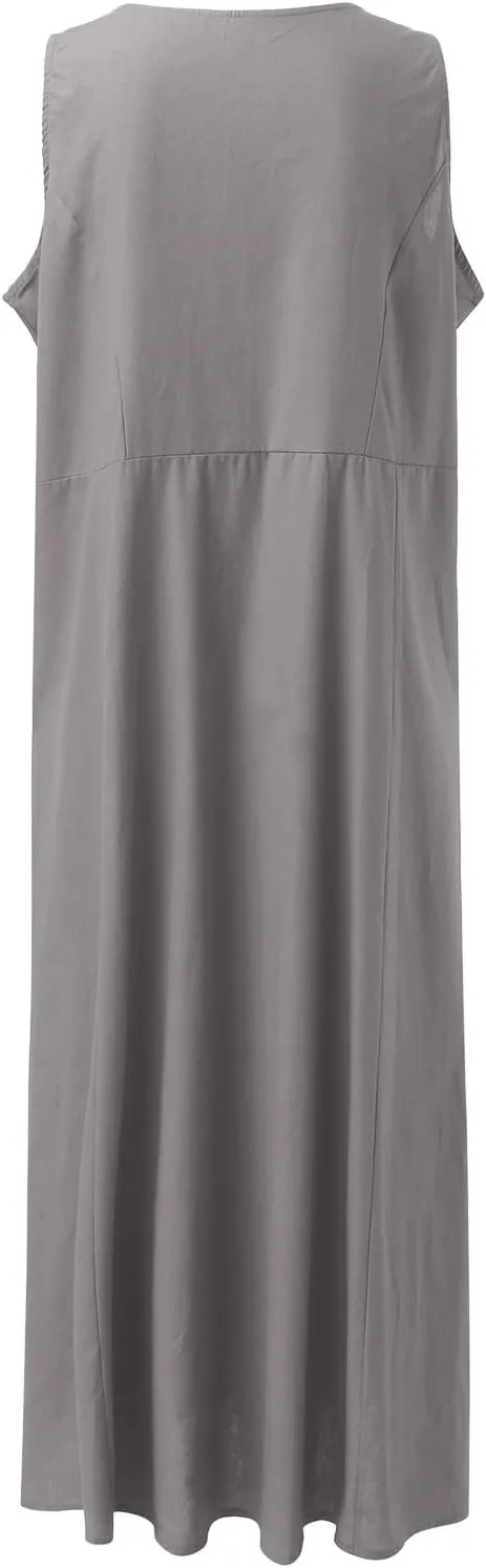 Summer Dresses for Women 2025 Women's Summer Casual Sleeveless Long Maxi Beach Dress Vestido De Lino Loose Cotton