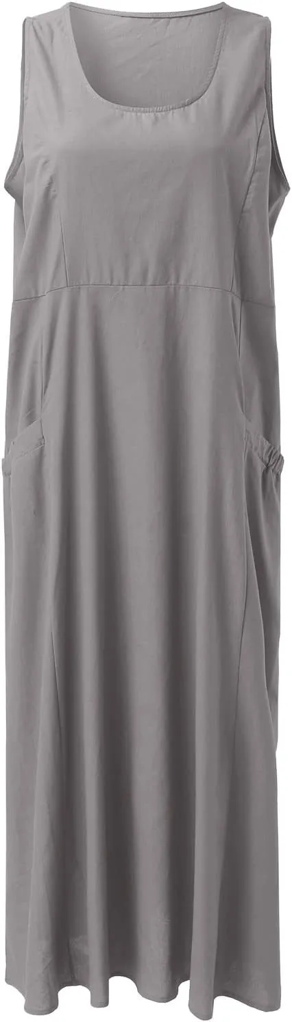 Summer Dresses for Women 2025 Women's Summer Casual Sleeveless Long Maxi Beach Dress Vestido De Lino Loose Cotton