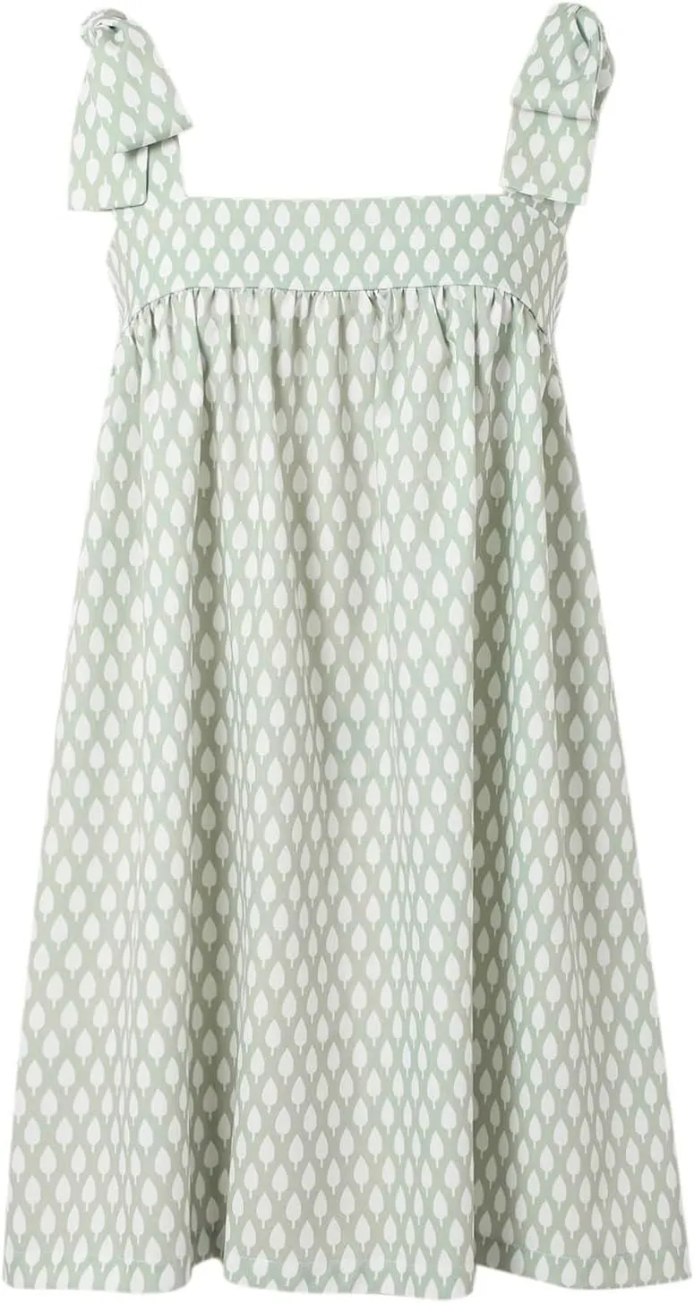 Tie Shoulder Mini Dress for Women Cute Polka Dot Square Neck Beach Short Dress Loose Fit Swing Vocation Sundress
