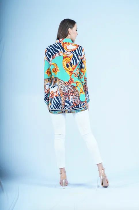 Tiger Royal Turquoise & Black Shirt
