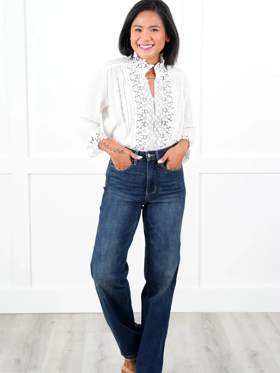 Timeless Obsession Dark Wash Tummy Control Classic Straight Leg Jeans