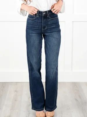 Timeless Obsession Dark Wash Tummy Control Classic Straight Leg Jeans