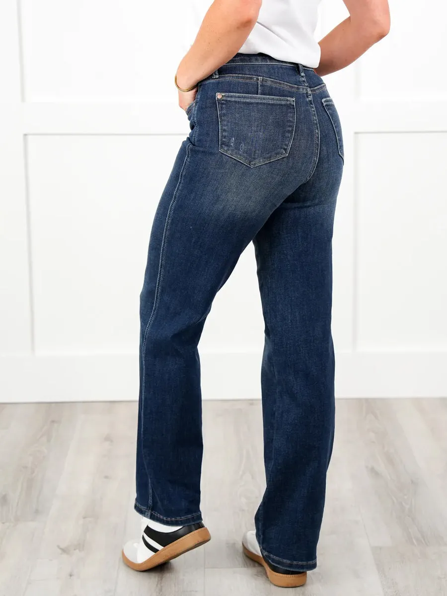 Timeless Obsession Dark Wash Tummy Control Classic Straight Leg Jeans