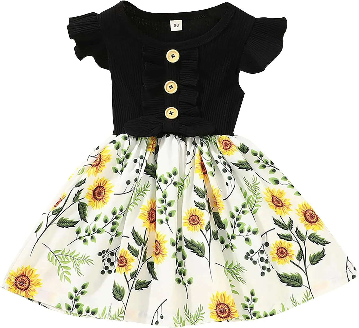 Toddler Dresses Girls' Dresses Summer Ruffle Sleeve Baby Girl Dress Floral Graphic Infant Dress Sundress 1-6 Years