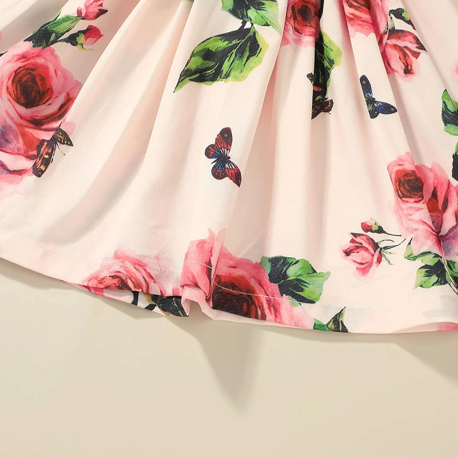 Toddler Dresses Girls' Dresses Summer Ruffle Sleeve Baby Girl Dress Floral Graphic Infant Dress Sundress 1-6 Years