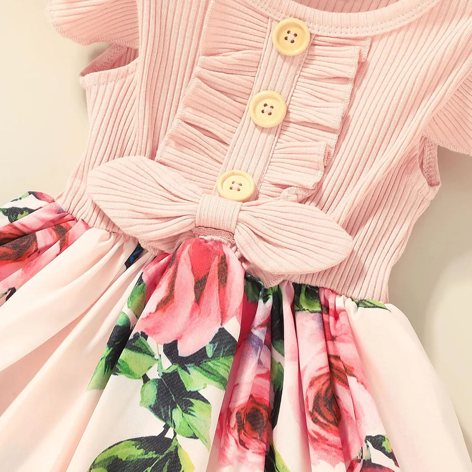 Toddler Dresses Girls' Dresses Summer Ruffle Sleeve Baby Girl Dress Floral Graphic Infant Dress Sundress 1-6 Years