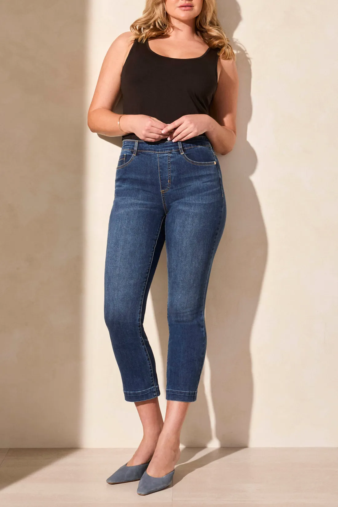Tribal Spring/Summer 2025-5721O-2020-Audrey Pull On Straight Crop Jeans -Stormy Blue