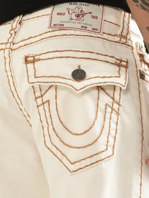 True Religion Mens Super T Ricky Straight Fit White Mid Rise Jeans