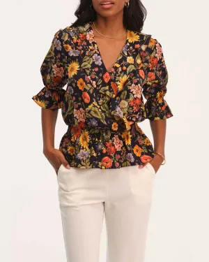 V-Neck Floral Peplum Blouse