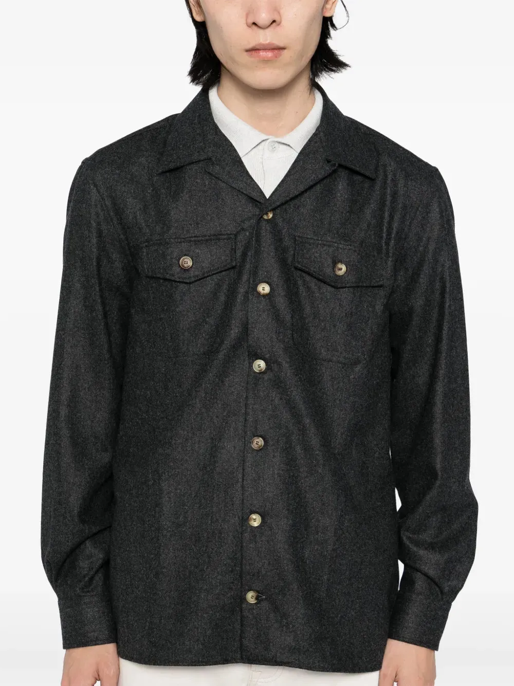 Virgin Wool Long-Sleeves Shirt