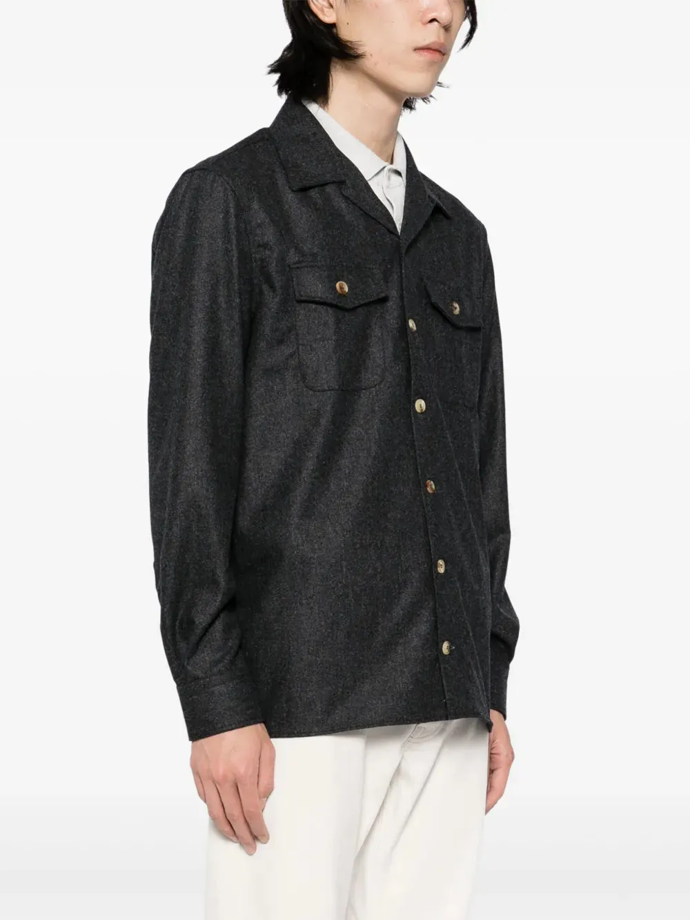 Virgin Wool Long-Sleeves Shirt