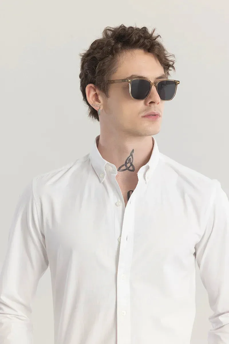 WHITE MENS REGULAR FIT SHIRT COTTON BLEND