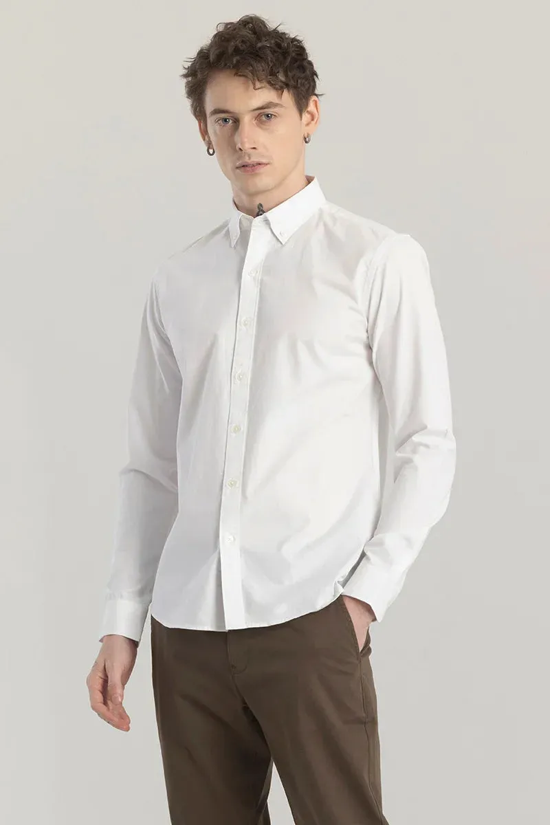 WHITE MENS REGULAR FIT SHIRT COTTON BLEND