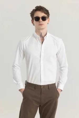 WHITE MENS REGULAR FIT SHIRT COTTON BLEND