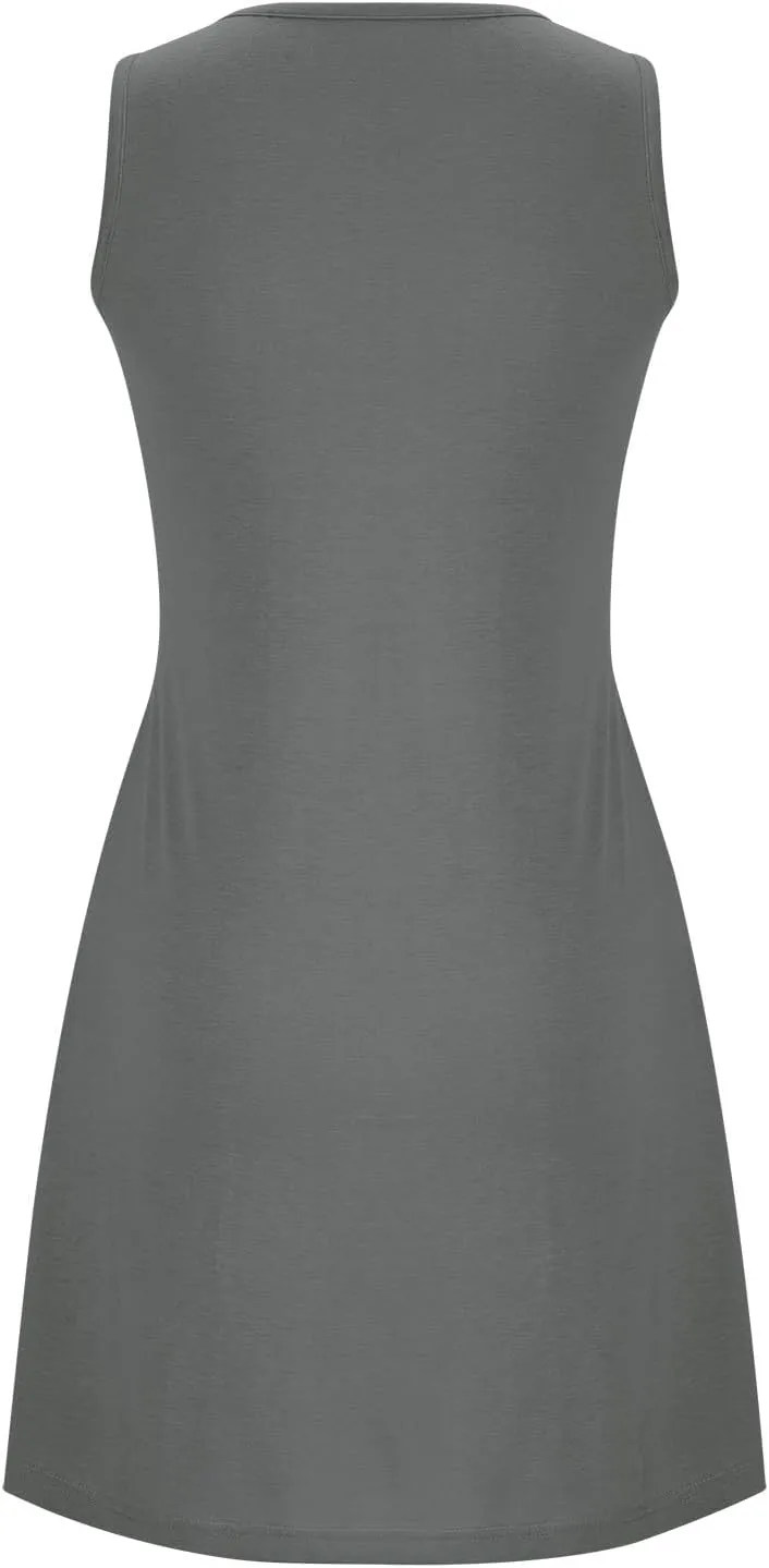 Women's 2024 Summer Casual Loose Beach Sleeveless Midi Sundress with Pockets Swing Solid Ruffle A-Line Dresses